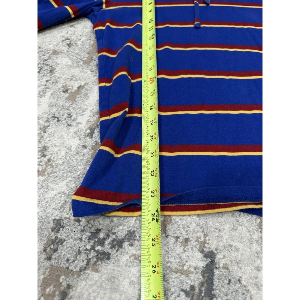 Polo Ralph Lauren Hoodie Long Sleeve Blue Red Yellow Stripe Hooded Tee Shirt Med